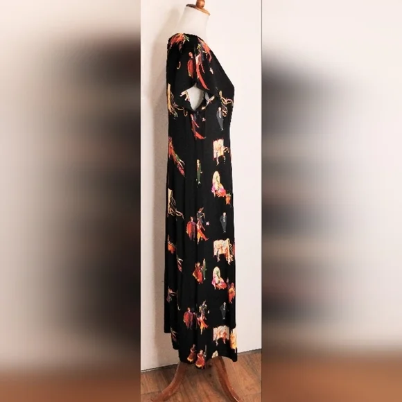 VINTAGE DOROTHY SCHOELEN RAYON CREPE MAXI DRESS - Picture 3 of 10